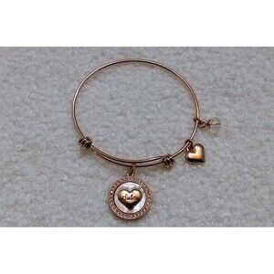 Believe Stainless Steel Adjustable Bangle with 14kt Gold Flash Plated Sisters